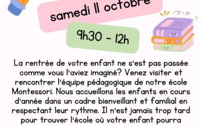 Matinée Portes Ouvertes le Samedi 11 Octobre 2025 de 9h30 à 12h