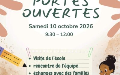 Journée portes ouvertes le Samedi 10 Octobre 2026 de 9h30 à 12h00